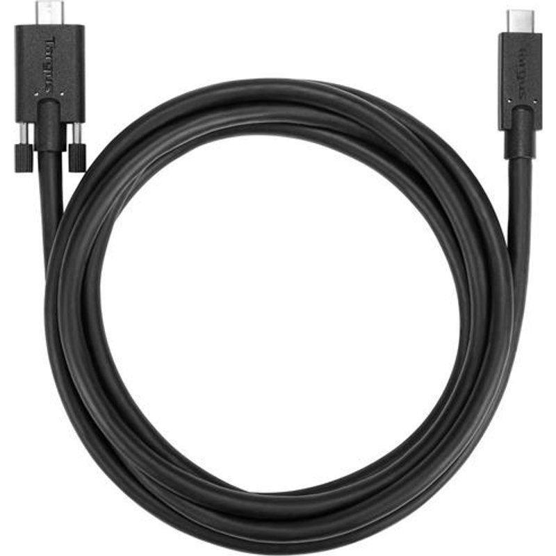 Targus 1.8 Meter USB-C Male to USB-C Male Screw-In Cable 10Gb - 5.91 ft USB-C Data Transfer Cable for Docking Station, PC, MAC, Peripheral Device,