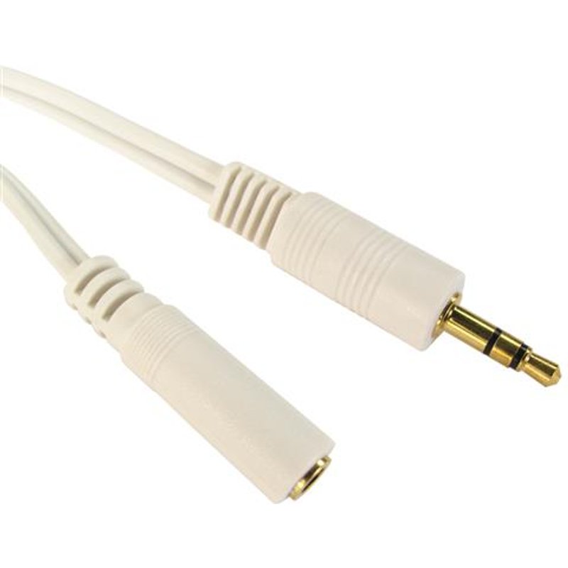 Cables Direct 3.5 mm - 3.5 mm M/F 20m. Connector 1: 3.5mm Connector 1 gender: Male Connector 2: 3.5mm Connector 2 gender: Male Connector contacts plating: Gold Cable length: 20 m Product colour: White