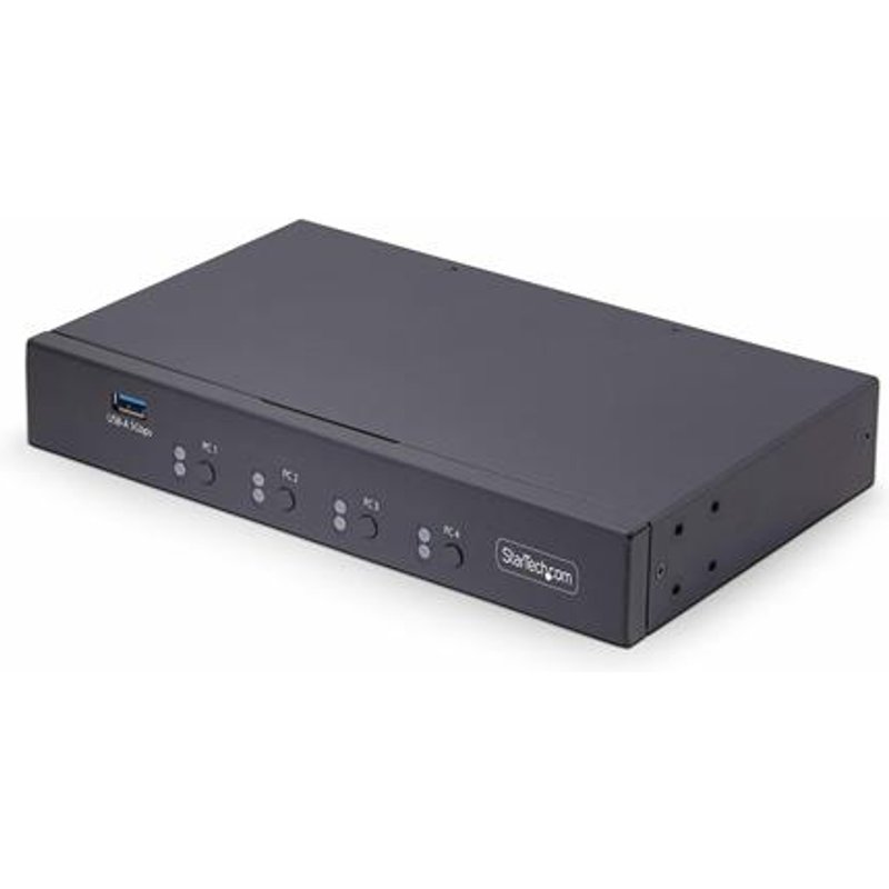 StarTech.com 4-Port KM Switch with Mouse Switching USB Switch for Keyboard/Mouse 3.5mm/USB Audio Peripheral Sharing for 4 Computers TAA Compliant