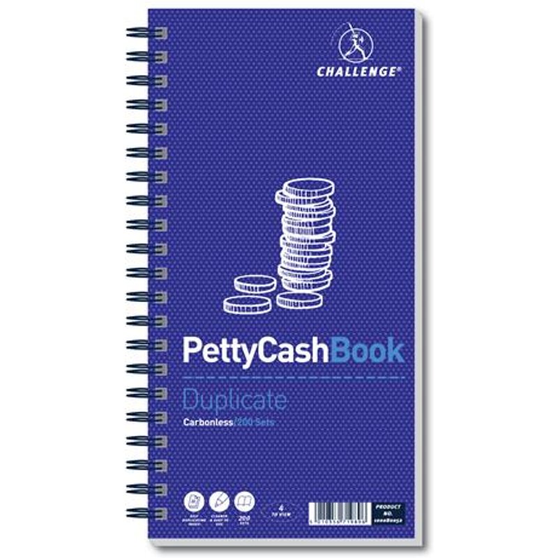 Challenge 280x141mm Duplicate Petty Cash Book Carbonless Wirebound 200 Sets - 100080052