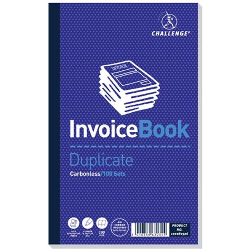 Challenge Duplicate Invoice Book 210x130mm Card Cover Without VAT 100 Sets (Pack 5) 100080526