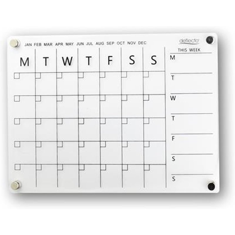 Deflecto A3 Acrylic Weekly/Monthly Planner Magnetic Mounting System 420 x 297mm - WPMA3MG