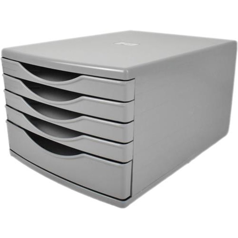Deflecto A4 Desktop Drawer Organiser 5 Drawers - 1 x 60mm and 4 x 30mm Drawer Tower Unit Grey - CP145YTGRY