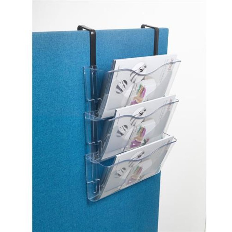 Deflecto A4 Landscape Wall Mounted Document Literature Display Holder with Hanging Bracket Crystal Clear (Pack 3) - CP077YTCRY