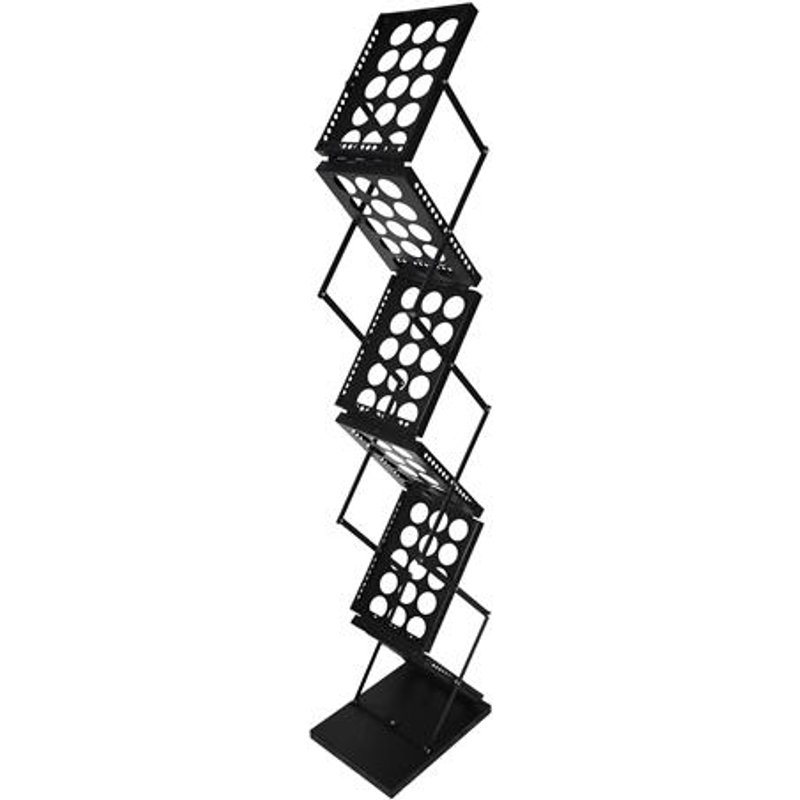 Deflecto A4 Portable Folding Floor Stand with 6 x Double Sided Shelves Black - 36104