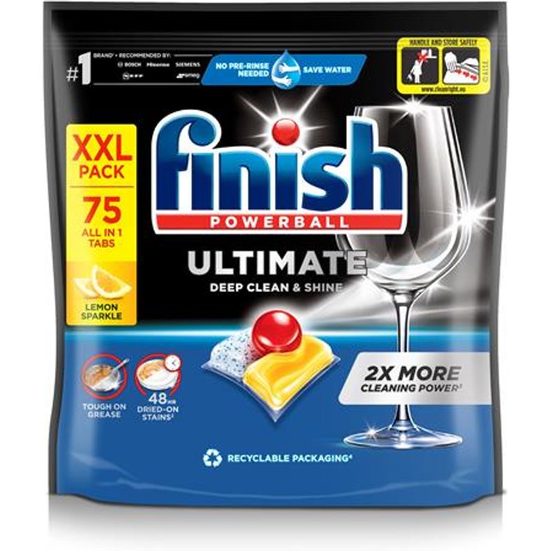 Finish Ultimate Deep Clean & Shine Dishwasher Tablets Lemon (Pack 75) - 3281515