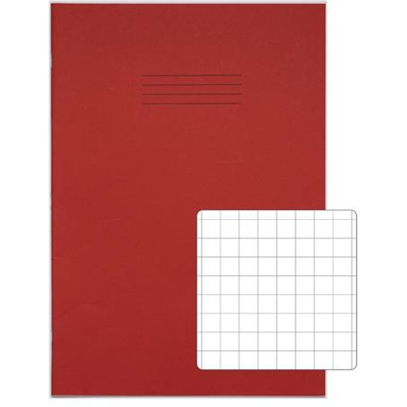 Rhino A4 Plus Exercise Book Red S10 Squared 80 Page (Pack 50) VDU080-301