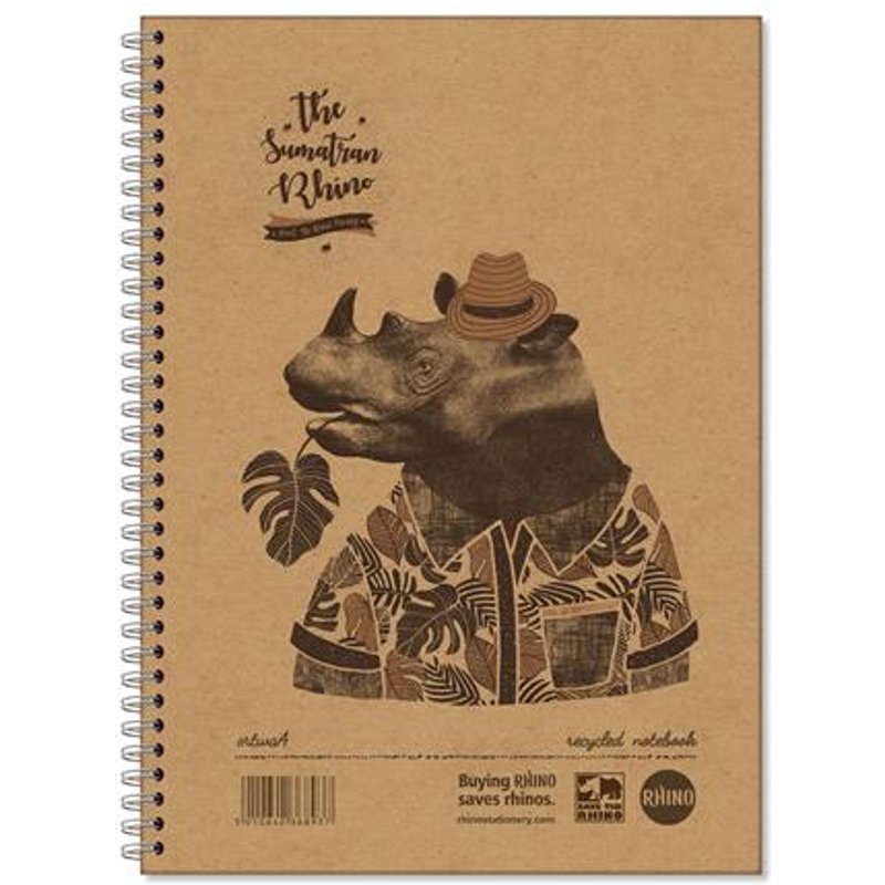 Save The Rhino Recycled Twinwire Hardback Notebook A4 160 Pages (Pack 5) SRTWA4