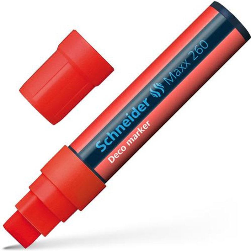 Schneider Maxx 260 Chalk Marker Odourless Liquid Chalk Chisel Tip 5mm-15mm Line Width Red (Pack 5) - 126002