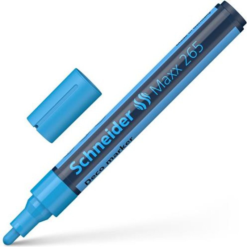 Schneider Maxx 265 Chalk Marker Odourless Liquid Chalk Bullet Tip 2mm-3mm Line Width Blue (Pack 10) - 126510