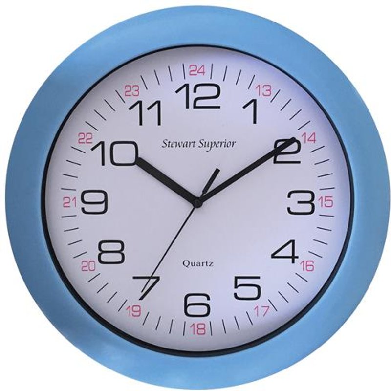 Seco Sandhurst Quartz Wall Clock 300mm Diameter with Blue Surround - 2120I BLUE
