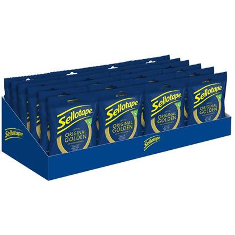 Sellotape Original Golden Tape Easy Tear Extra Sticky 24mm x 50m Counter Display Unit (Pack 24) - 2928291