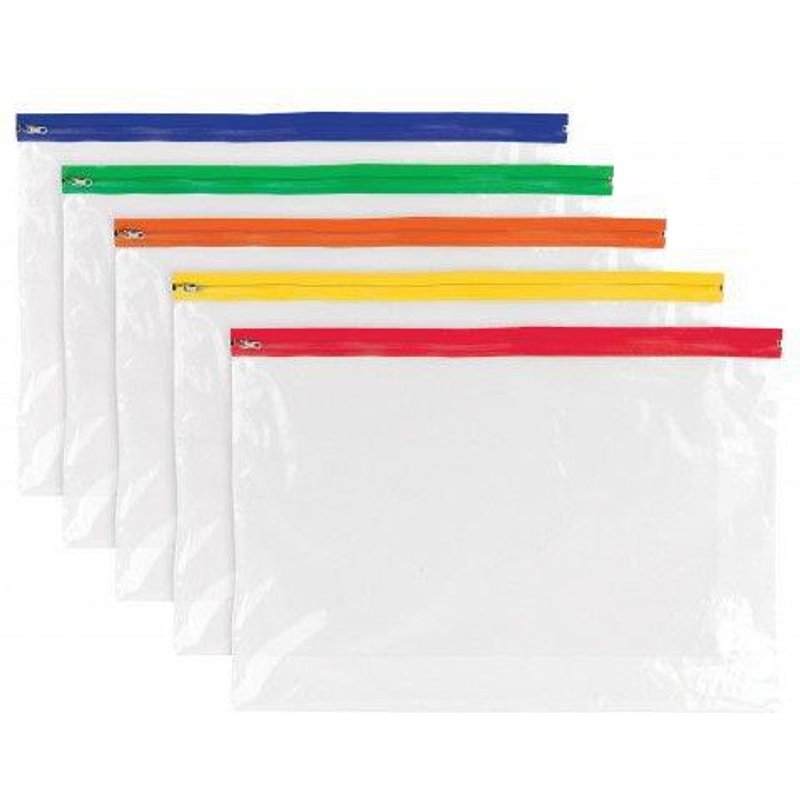 Tiger Polythene Zippy Bags A3 Assorted Colour Zips (Pack 25) - 302137