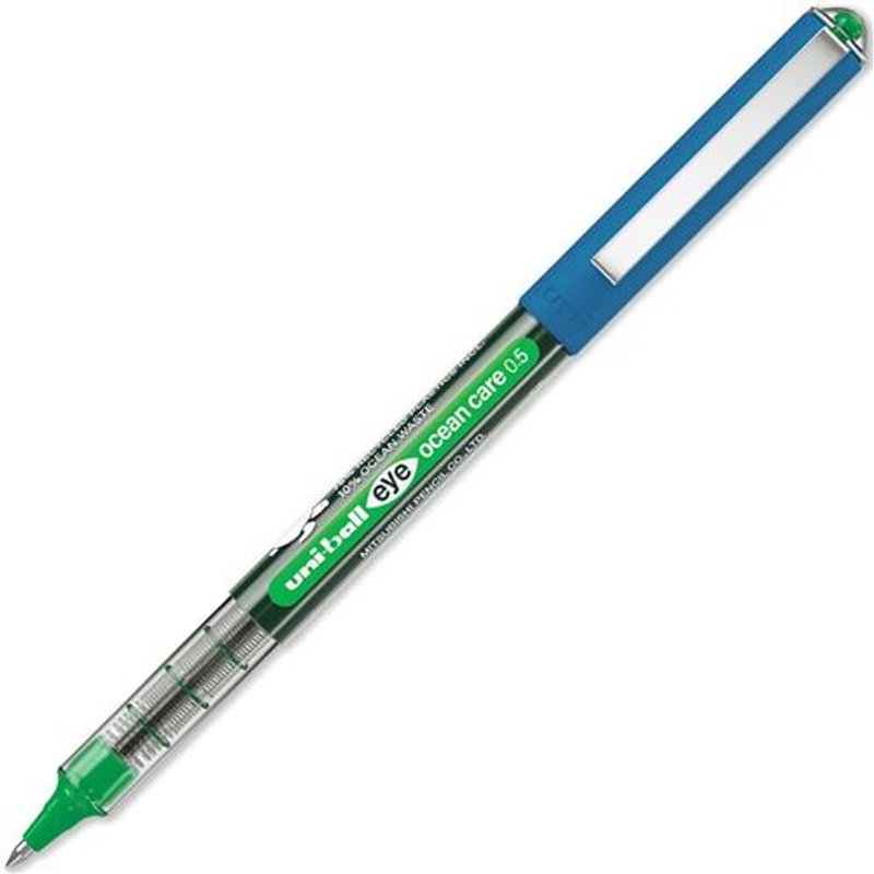 uni-ball Eye Micro UB-150ROP Ocean Care Liquid Ink Rollerball Pen 0.5mm Tip 0.3mm Line Green (Pack 12) - 299289000