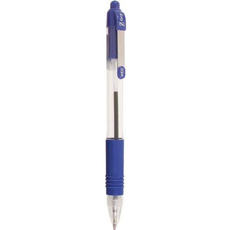 Zebra Z-Grip Retractable Ballpoint Pen 1.0mm Tip Blue (Pack 12) - 22220