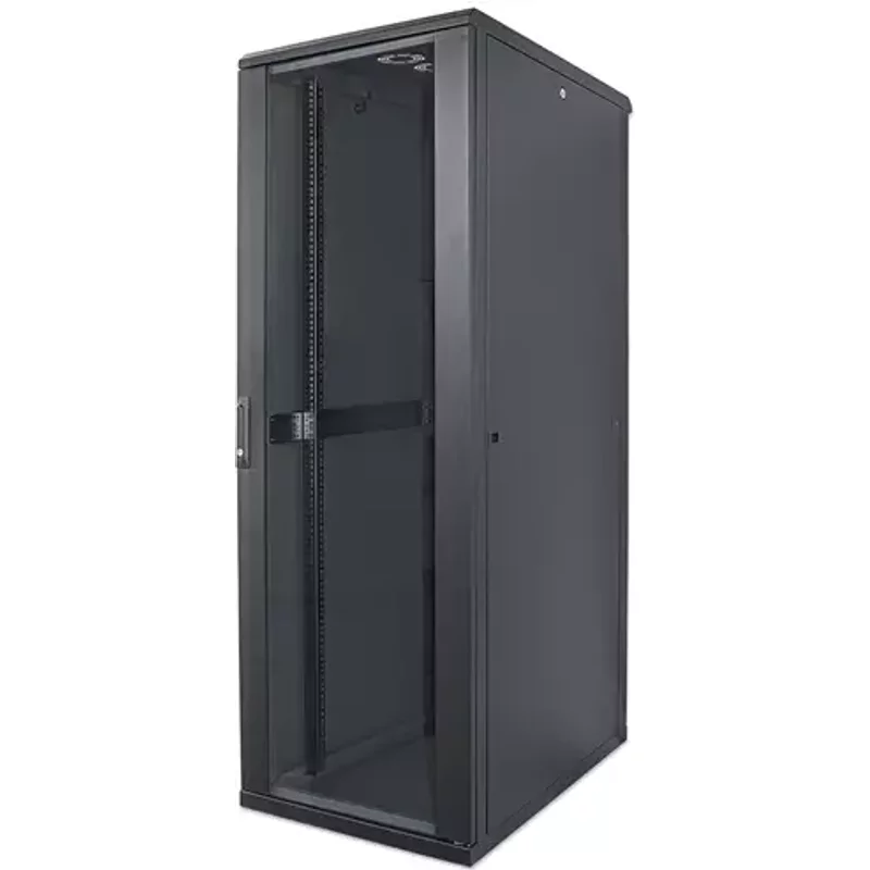 Intellinet 19" Network Cabinet - Free Standing 32U 600x600mm (width x depth) Black Flatpack Max 1500kg Multi-Point Door Lock One Lock Per Side Panel Usable Depth 123 to 373mm IP20 rated Rack Steel