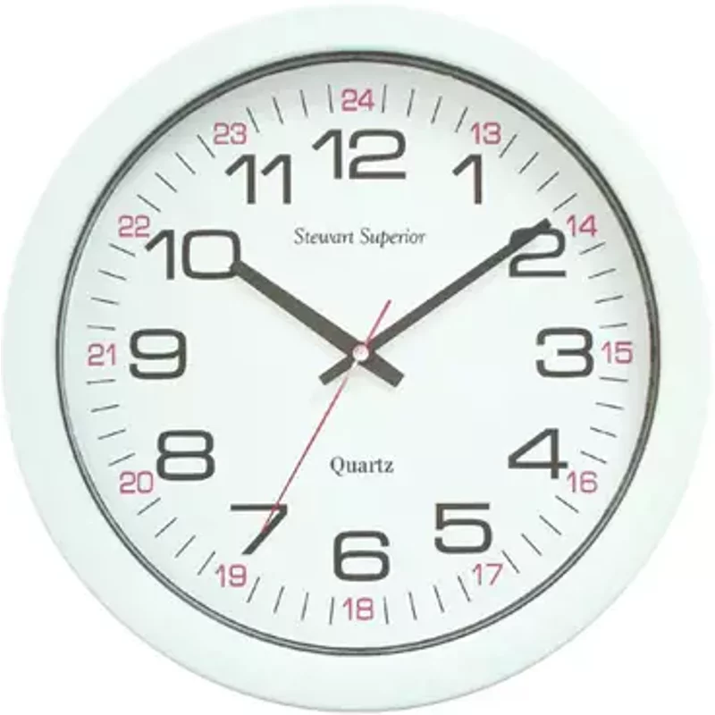 Seco Quartz 24 Hour Wall Clock 255mm Diameter White - 777