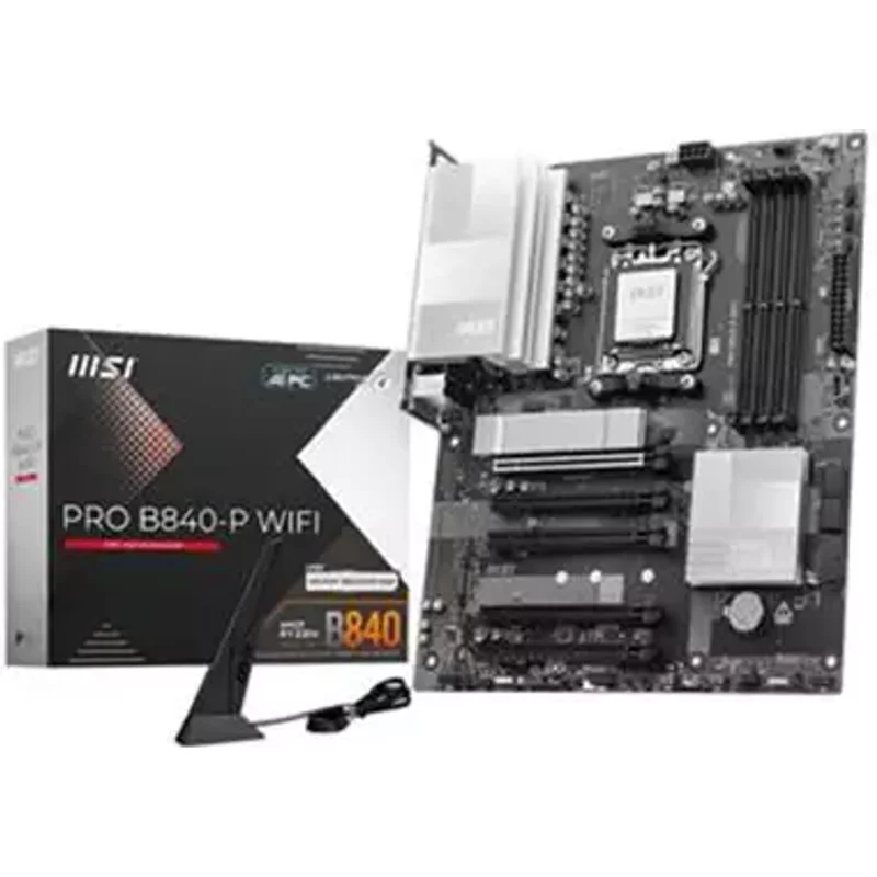 MSI PRO B840-P WIFI Motherboard, ATX - Supports AMD Ryzen 9000 / 8000 / 7000 Processors, AM5 - DDR5 Memory Boost (8000+ MT/s OC), PCIe 4.0 x16, M.2