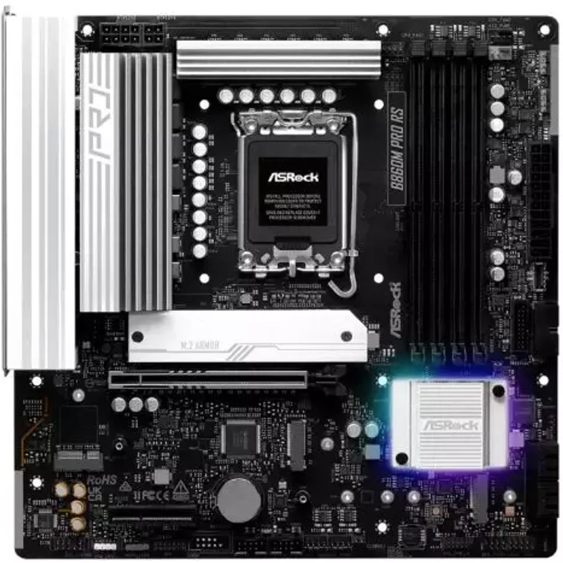 ASRock B860M Pro RS LGA 1851 Intel B860 SATA 6Gb/s Intel Core Ultra DDR5 Micro ATX Motherboard