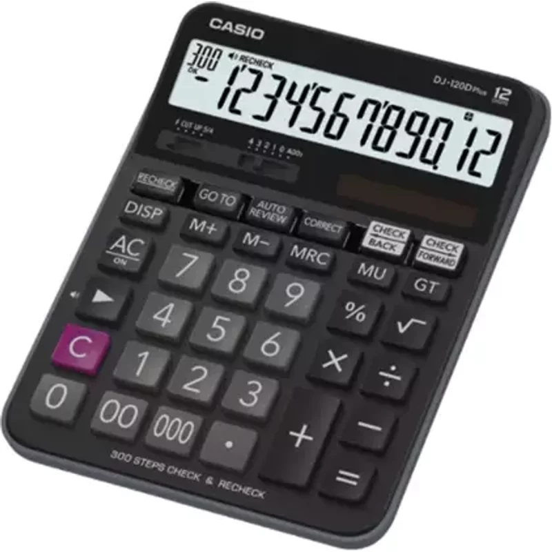 Casio Dj-120D Plus 12 Digit Desktop Calculator Black - Dj-120Dplus-W-Ep
