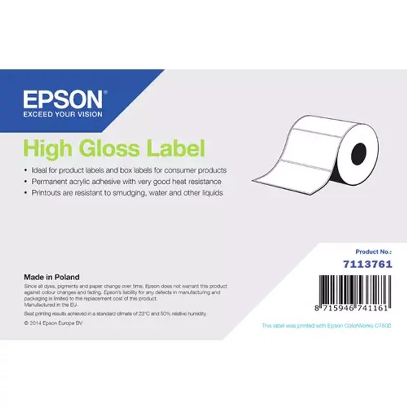 Epson High Gloss Label, Die-Cut Roll, 76mm x 51mm, 2310 Labels