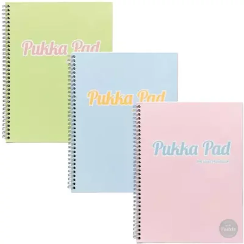 Pukka Pad Jotta A4 Wirebound Card Cover Notebook Ruled 200 Pages Pastel Blue/Pink/Mint (Pack 3) - 2010-PST