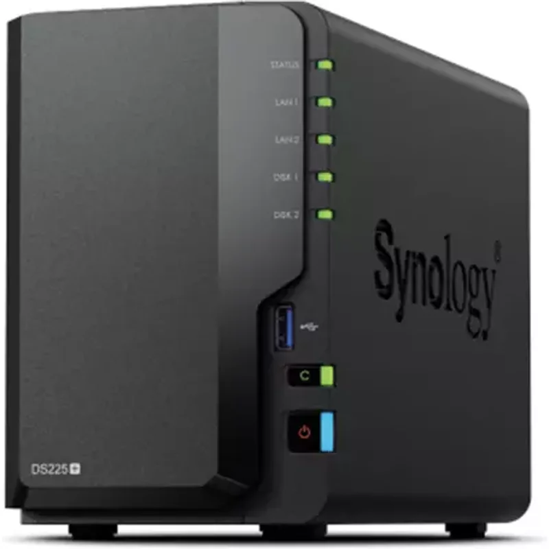 Synology DiskStation DS225+ 2 Bay NAS Desktop IntelĀ® CeleronĀ® J4125 2 GB DDR4 Synology DSM Black