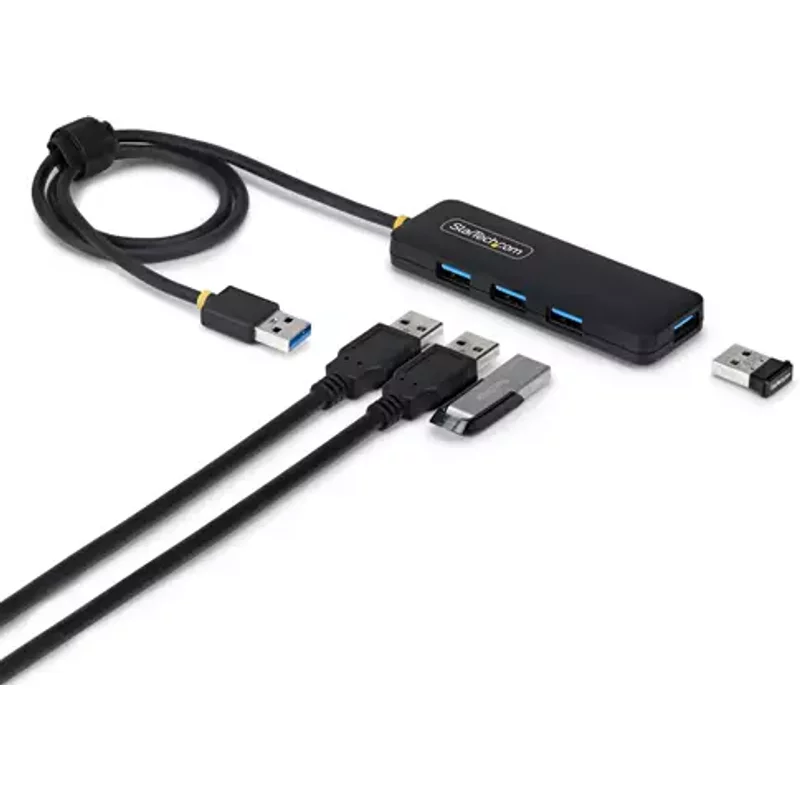 StarTech.com 4-Port USB-A Hub 5Gbps Bus Powered USB-A to 4x USB-A Mini Hub Extra Long 2ft/61cm Host Cable PCR Plastic Portable Desktop / Laptop USB Hub USB 3.2 Gen 1 (3.1 Gen 1) Type-A USB 3.2 Gen 1 (3.1 Gen 1) Type-A 5000 Mbit/s Black Pla