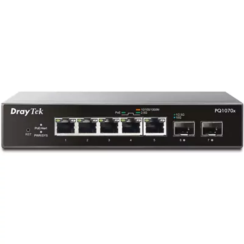 DrayTek PQ1070x Managed L2 2.5G Ethernet (100/1000/2500) Power over Ethernet (PoE) Black