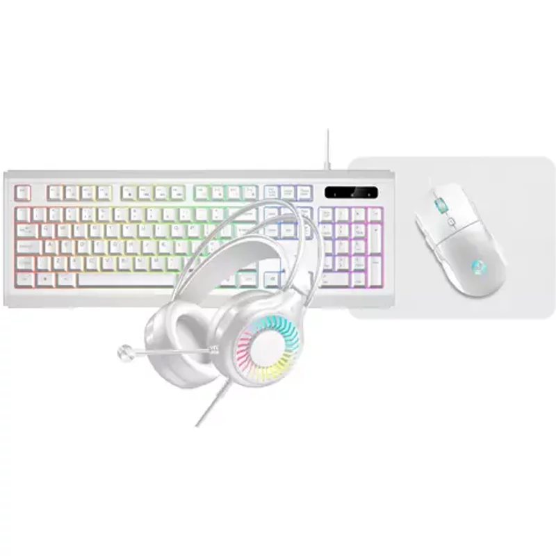 VIDA GAMER WHT 4IN1 USB KB MS HS KIT keyboard Mouse included Gaming QWERTY UK English White