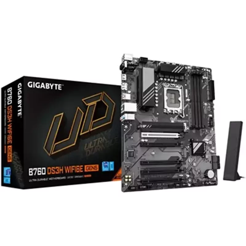 GIGABYTE B760 DS3H Motherboard - Supports Intel Core 14th Gen CPUs 8+2+1 Phases Digital VRM up to 7600MHz DDR5 (OC) 2xPCIe 4.0 M.2 GbE LAN USB 3.2 Gen 2x2