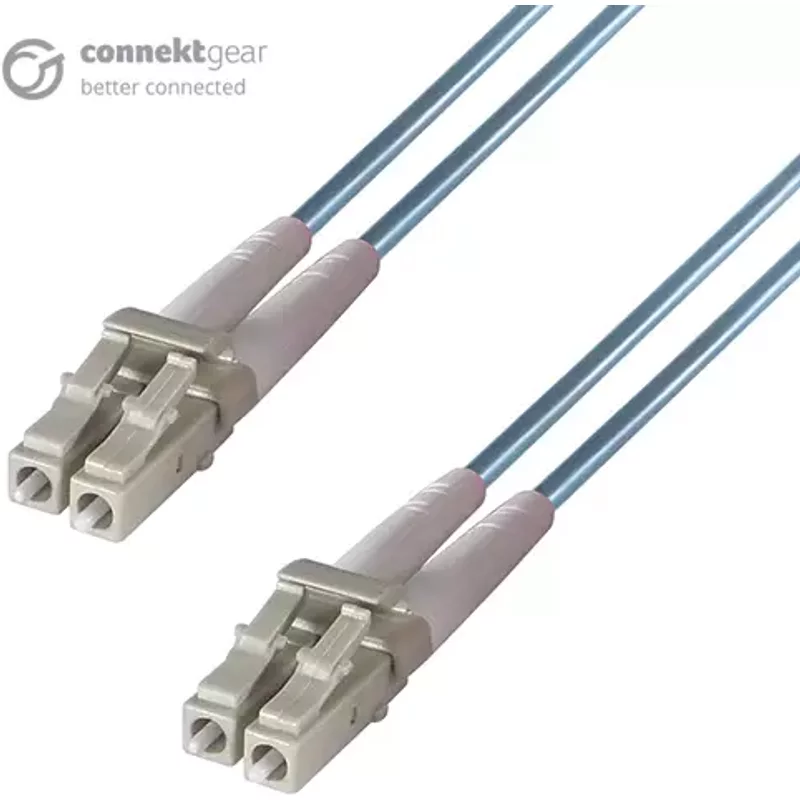 connektgear 3m Duplex Fibre Optic Multi-Mode Cable OM3 50/125 Micron LC to LC - Aqua