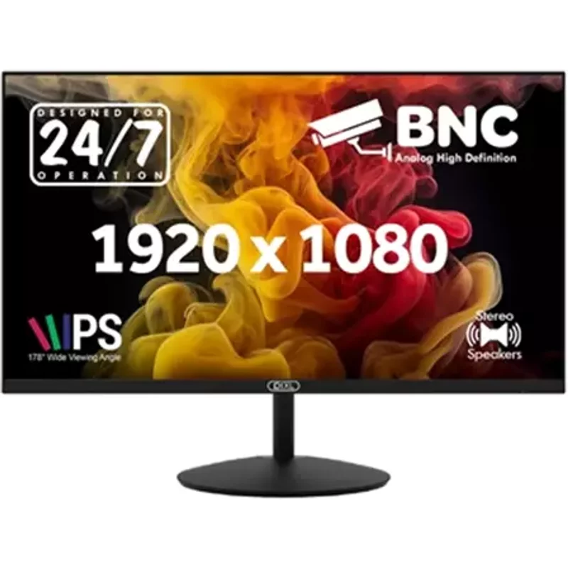Pixl 24-Inch Full Hd Energy Saving Cctv Ips Monitor For 24/7 Use With Bnc Hdmi Amp; Vga Connections And Cvbs Ahd Tvi Amp; Cvi Signal Support