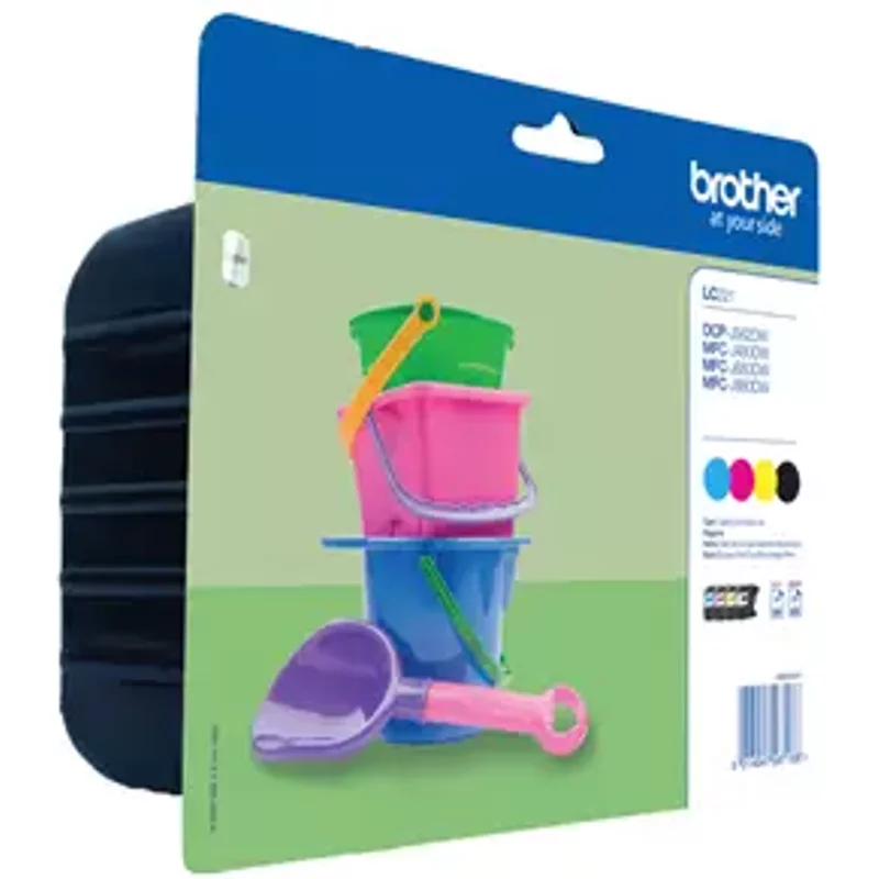 Brother LC-221. Cartridge capacity: Standard Yield Supply type: Multi pack Colour ink page yield: 260 pages Printing colours: Black Cyan Magenta Yellow Quantity per pack: 4 pc(s) Black ink page yield: 260 pages