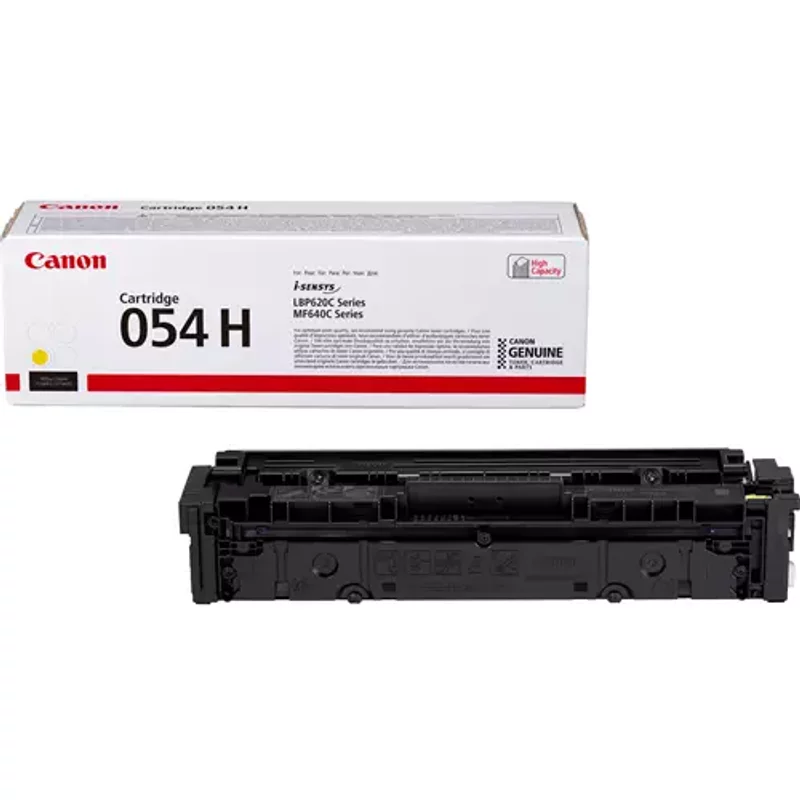 Canon 054 H High Yield Toner Cartridge Yellow. Colour toner page yield: 2300 pages Printing colours: Yellow Quantity per pack: 1 pc(s)