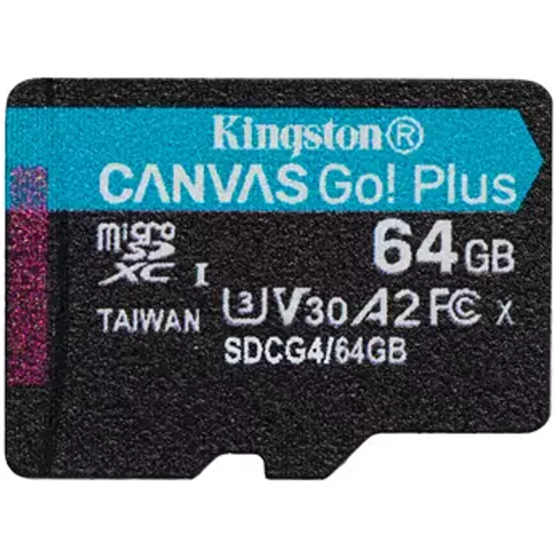 Kingston Technology 64GB microSDXC Canvas Go Plus Gen4 200R A2 U3 Single Pack w/o ADP