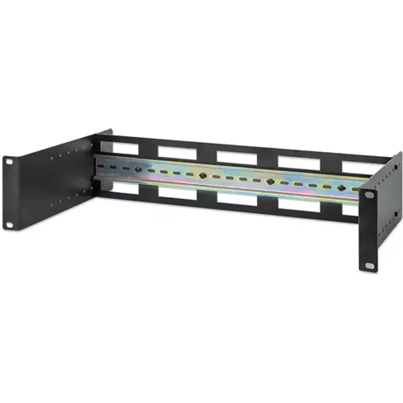 Intellinet Adjustable 19" Rackmount DIN Rail Kit 2U Chassis to Mount Top Hat DIN Rail Equipment in a 19 in. Rack Adjustable Rail Depth of 48 to 174 mm Aluminum Black RAL 9005