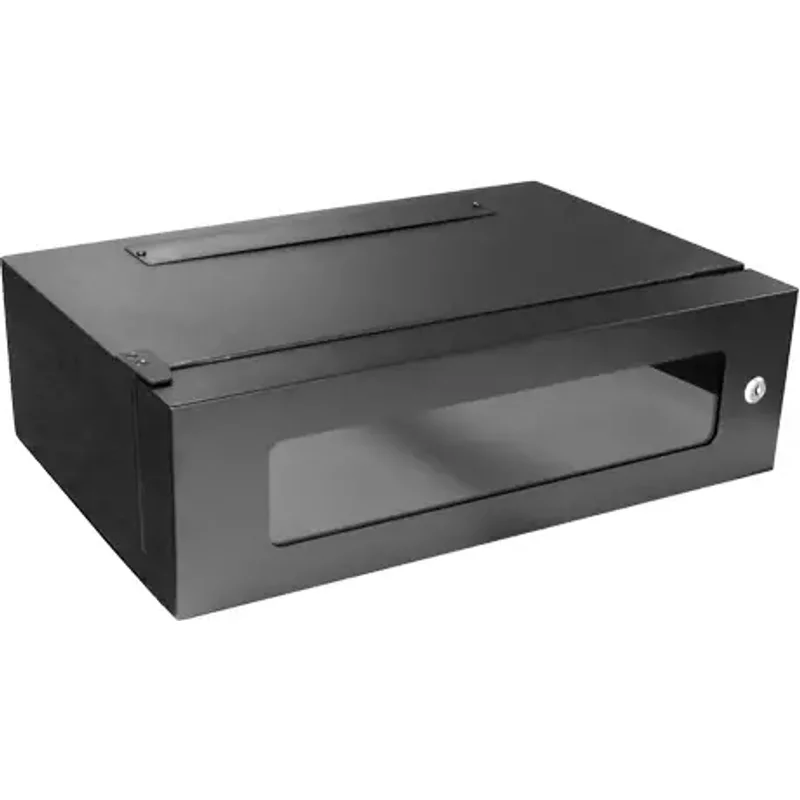 Cablenet 4u x 450mm Deep Lockable Wall Rack 19inch Black Glass Door