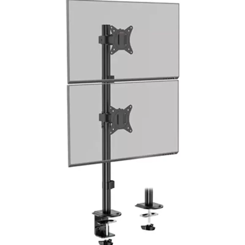 VonHaus Vertical Double Monitor Stand for 13-32quot; Screens Twin Monitor Mount with Clamp Height Adjustable Easy Assemble Stand with Full Tilt Rotation amp; Swivel Arms VESA 75x75 amp; 100x100mm