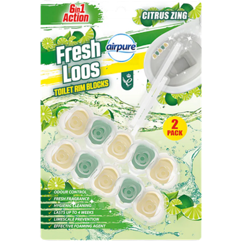 Airpure Fresh Loos 6-in-1 Action Toilet Rim Block - Assorted