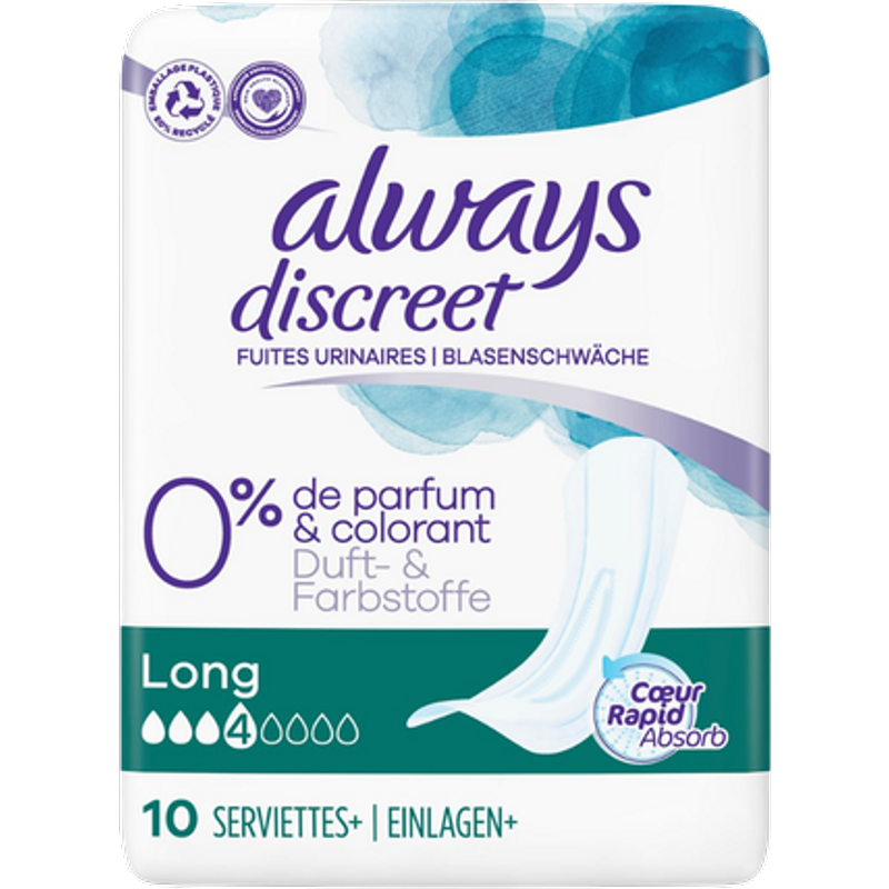 Always Discreet Long Incontinence Pads - 10 stk
