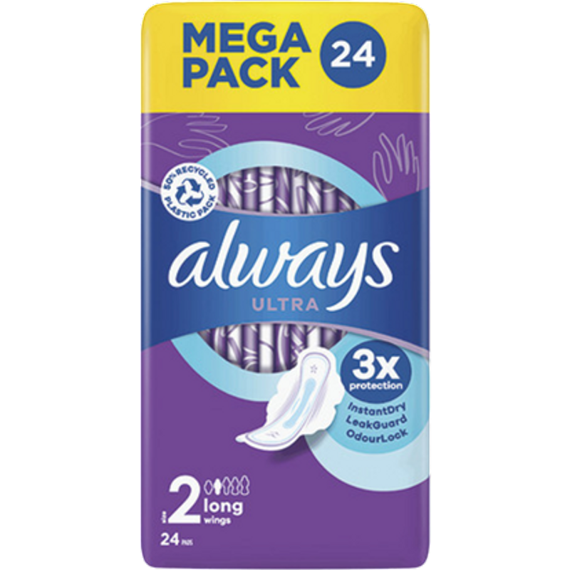 Always Ultra Long Size 2 Sanitary Pads With Wings - 24 pcs