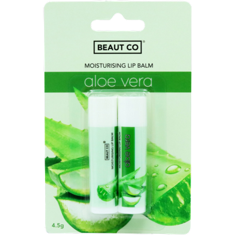Beaut Co Fugtighedsgivende Aloe Vera Læbepomade Twin Pack – 4.5 g