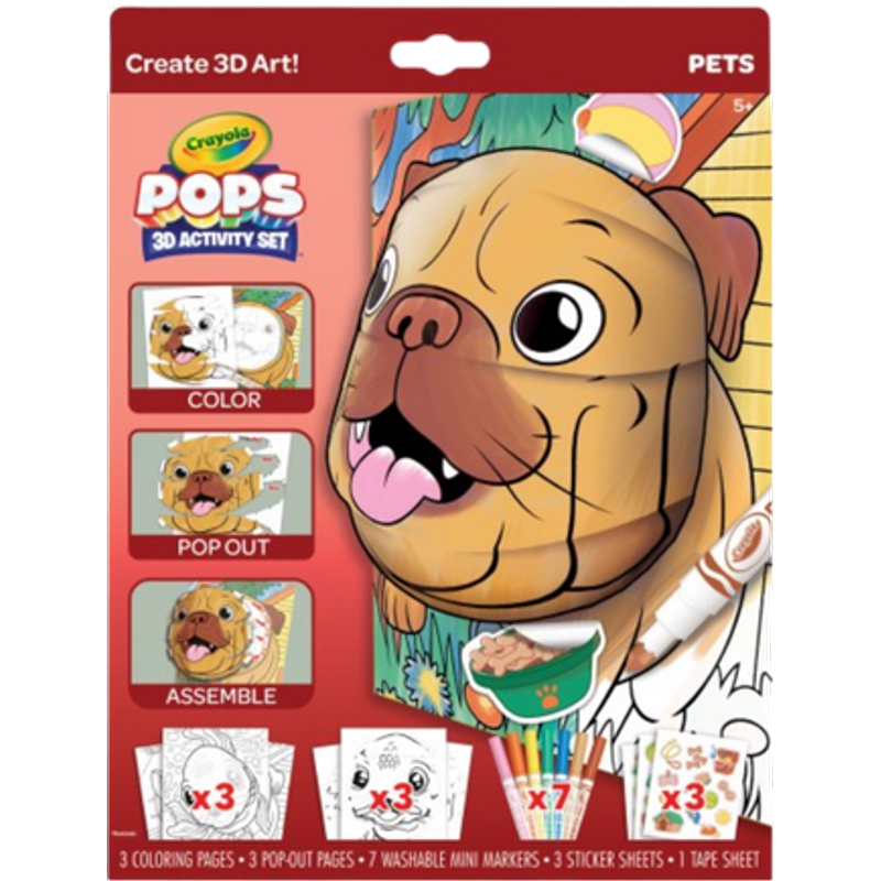 Crayola Pops 3D Aktivitets Kæledyr Farvelægningssæt
