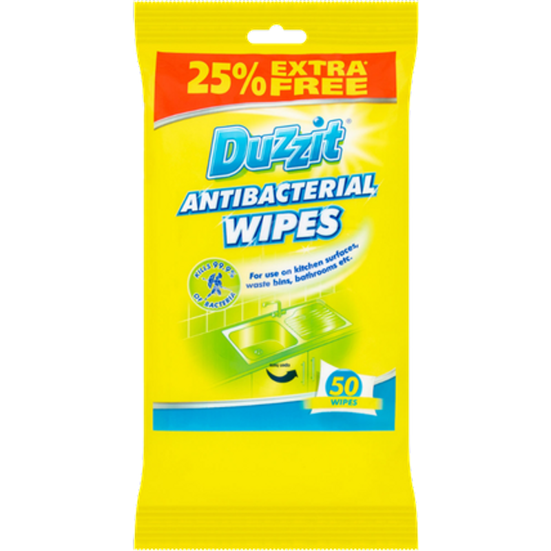 Duzzit Antibacterial Cleaning Wipes - 50 stk