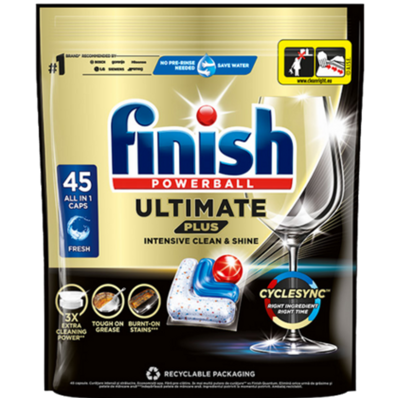 Finish Ultimate Plus Lemon Opvasketabs – 45 stk.
