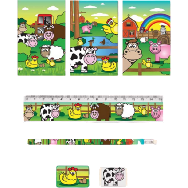 Fun Stationery Farm Animals Stationery Set – 5 stk