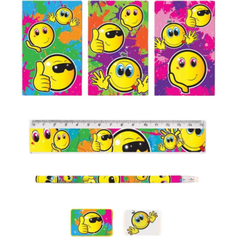 Fun Stationery Smiley Face Stationery Set – 5 stk.
