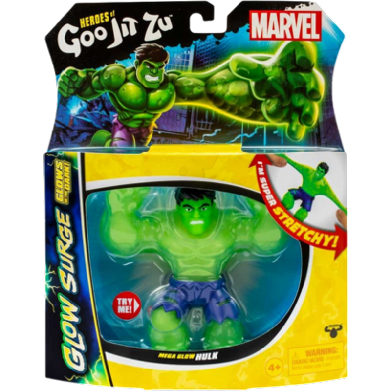 Heroes of Goo Jit Zu Marvel Glow Surge Hulk Strækbar Figur