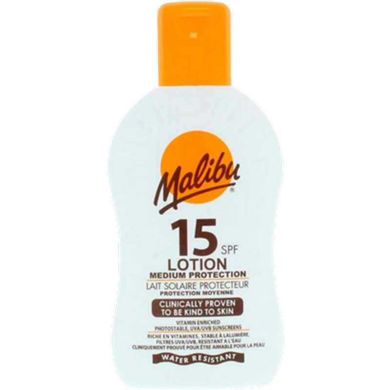 Malibu SPF 15 Medium Beskyttelse Vandresistent Solcreme - 200 ml